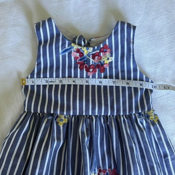Rare Editions Baby Girl Striped Floral Embroidered Dress Size 24m‎ - Picture 4 of 5